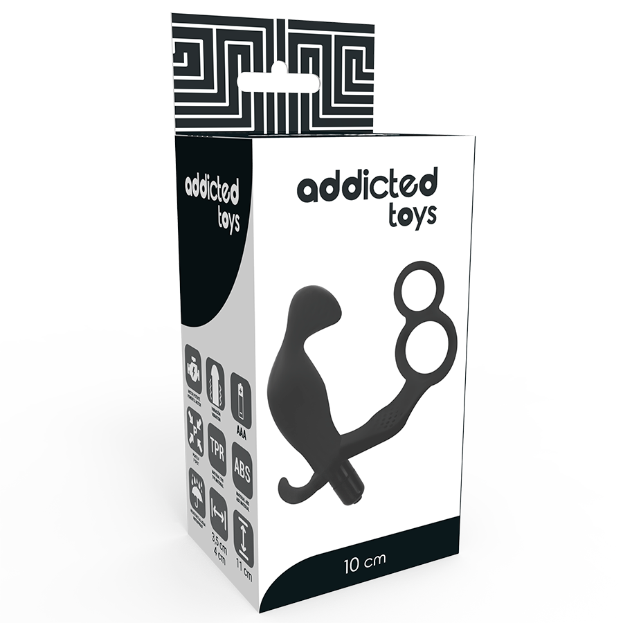 ADDICTED TOYS - ANAL PLUG WITH DOUBLE PENIS RING AND BALLS BLACK