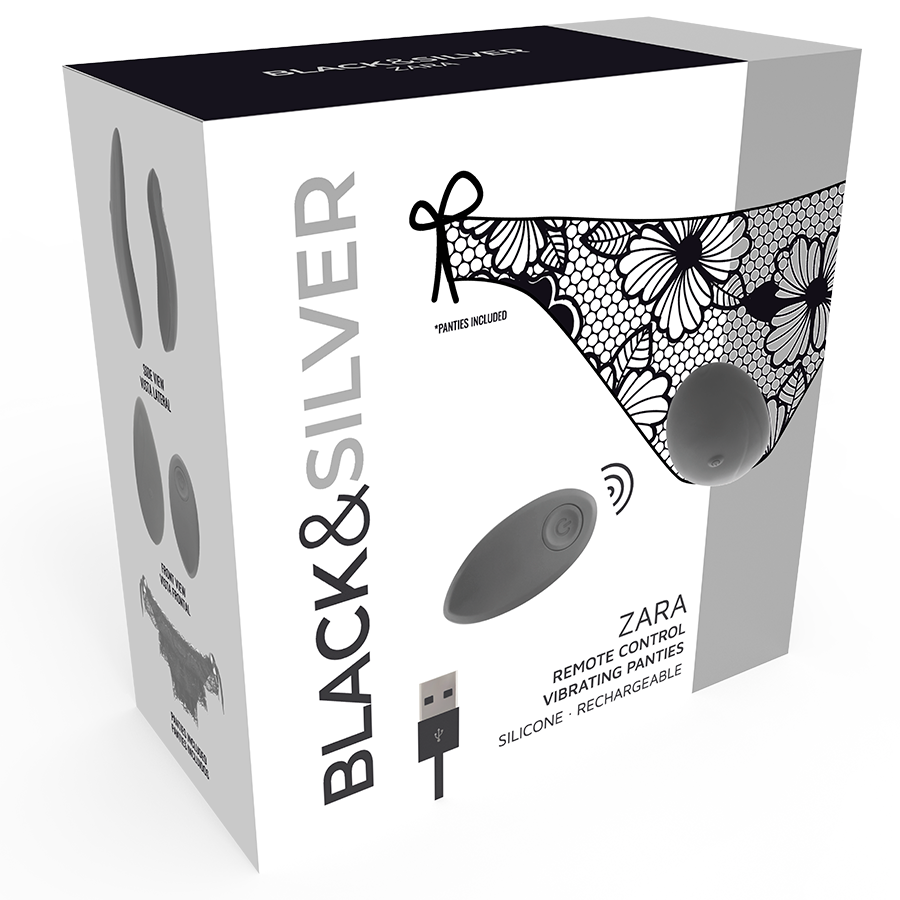 BLACK&SILVER - ZARA STIMULATOR WITH REMOTE CONTROL AND FREE PANTIES