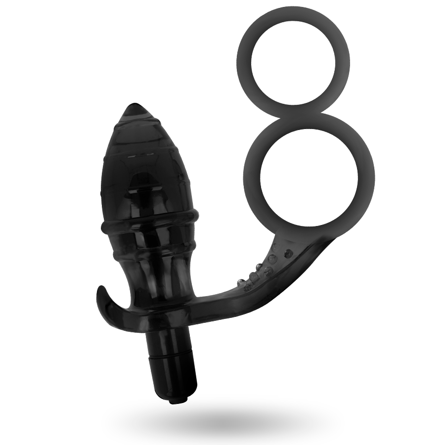 ADDICTED TOYS - DUAL BLACK RING ANAL PLUG