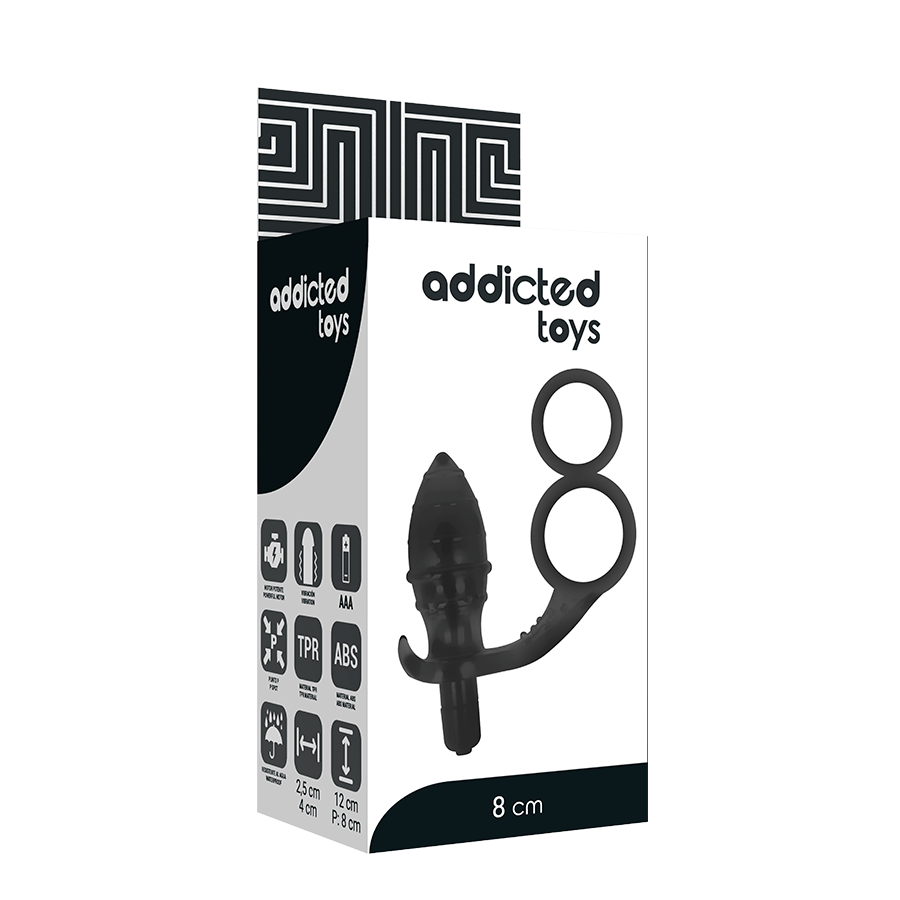 ADDICTED TOYS - DUAL BLACK RING ANAL PLUG