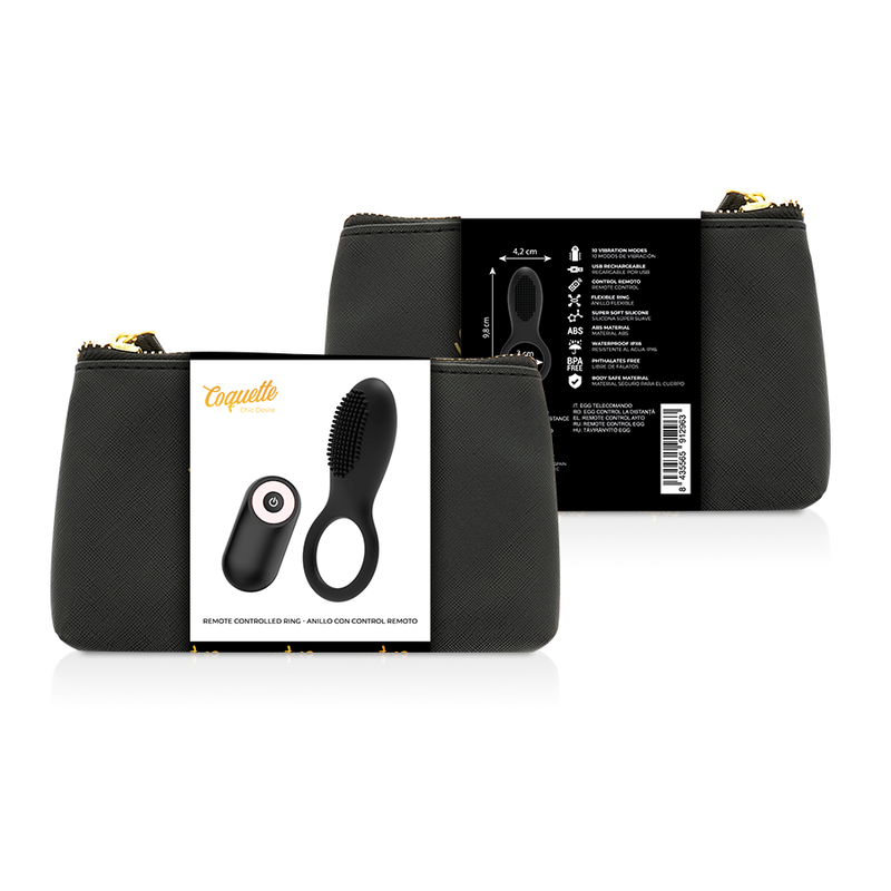 COQUETTE CHIC DESIRE - COCK RING REMOTE CONTROL RECHARGEABLE BLACK/GOLD