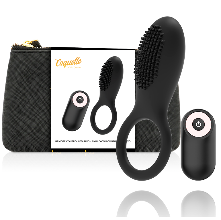 COQUETTE CHIC DESIRE - COCK RING REMOTE CONTROL RECHARGEABLE BLACK/GOLD