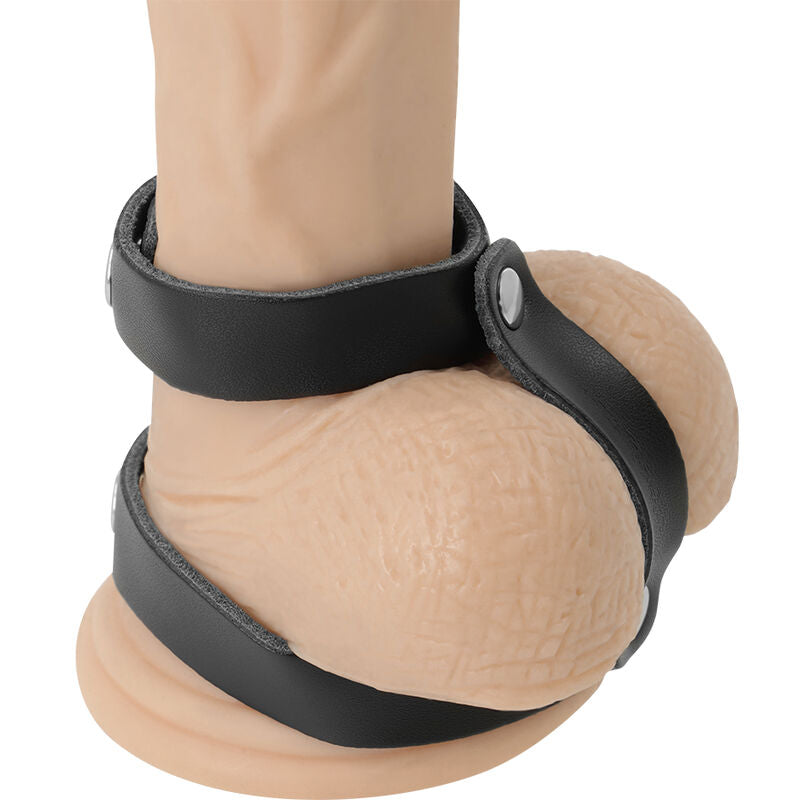 Darkness - Verstellbarer Penis- Und Hodenring Aus Leder