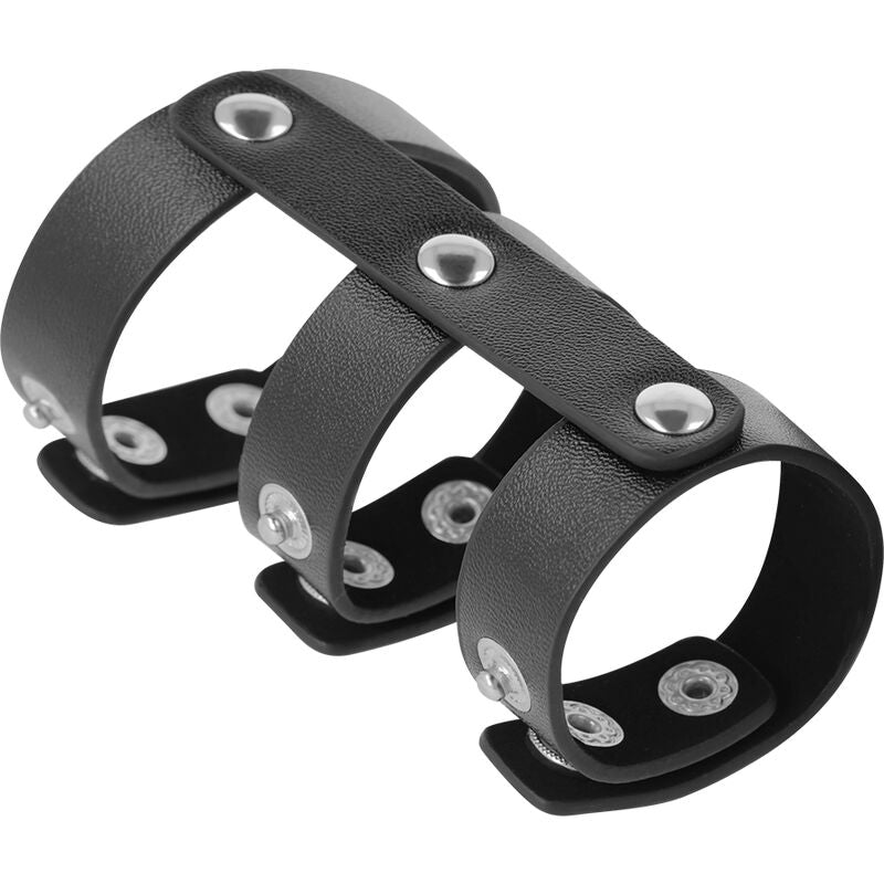 Darkness - Verstellbarer Doppel-Penis- Und Hodenring Aus Leder