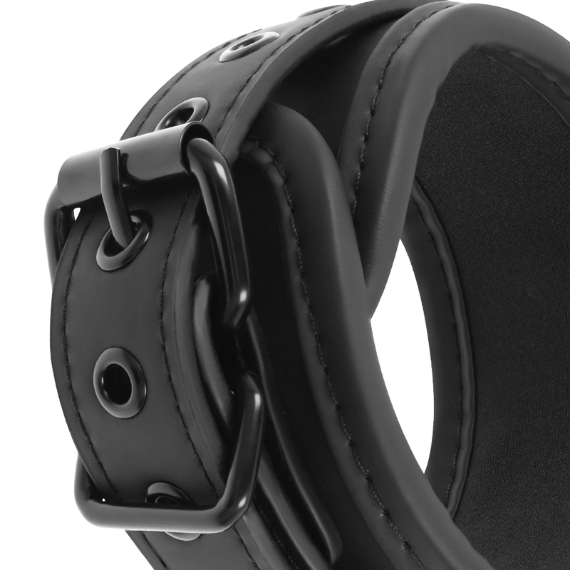 FETISH SUBMISSIVE - VEGAN LEATHER COLLAR AND CUFFS WITH NEOPRENE LINING