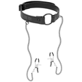 FETISH SUBMISSIVE - Knebelring mit Nippelklemmen