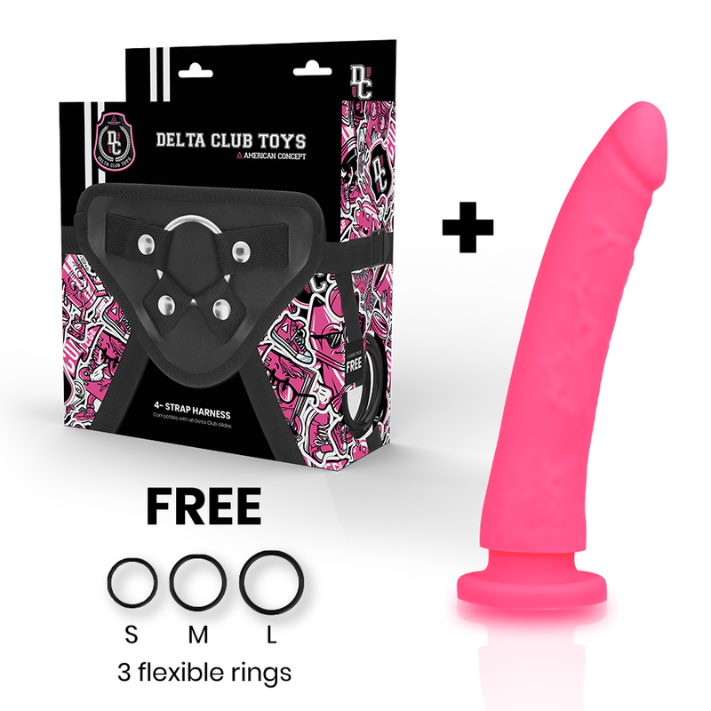 DELTA CLUB - TOYS STRAP + DONG PINK SILICONE 17 CM -O- 3 CM