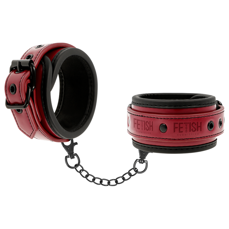 Fetish Submissive Dark Room - Handschellen Aus Veganem Leder Mit Neoprenfutter