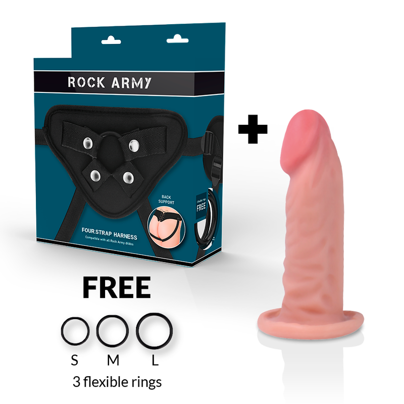 Rockarmy - Gurt + Dual Density Tiger Realistischer Dildo 14 Cm -O- 4.46 Cm