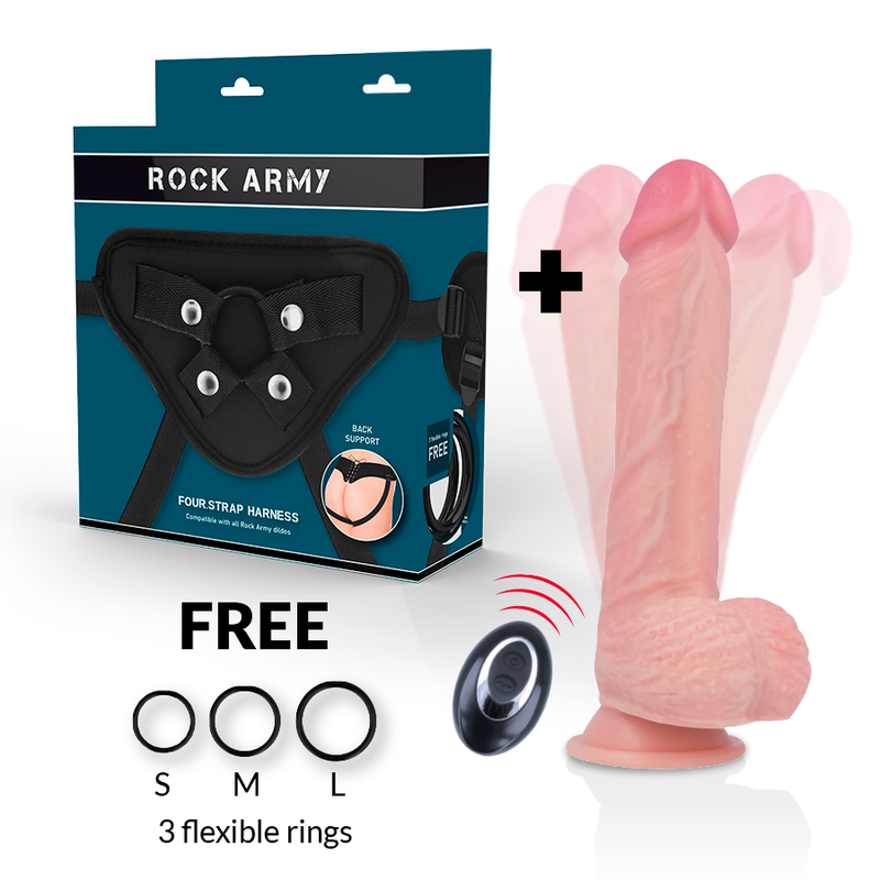 Rockarmy - Harness + Flüssigsilikon Vibrator Premium Apache Fernbedienung 20.5 Cm -O- 4.62 Cm
