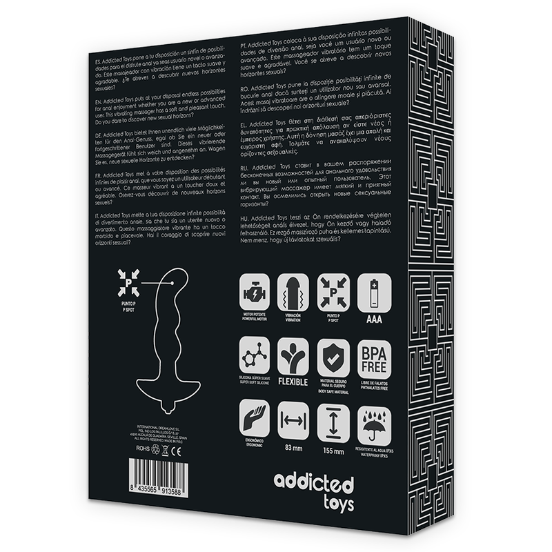ADDICTED TOYS - ANAL MASSAGER WITH BLACK VIBRATION. MODEL 2